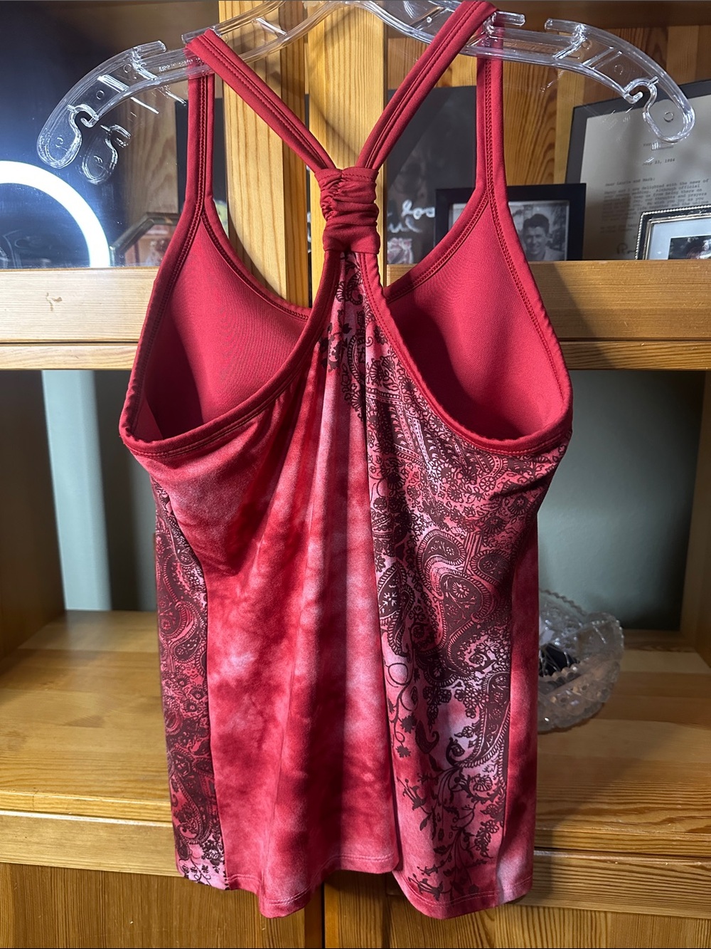 Athleta Pavitra Racerback Tank Top Red Tie-Dye Pattern & Paisley Print - Picture 4 of 5